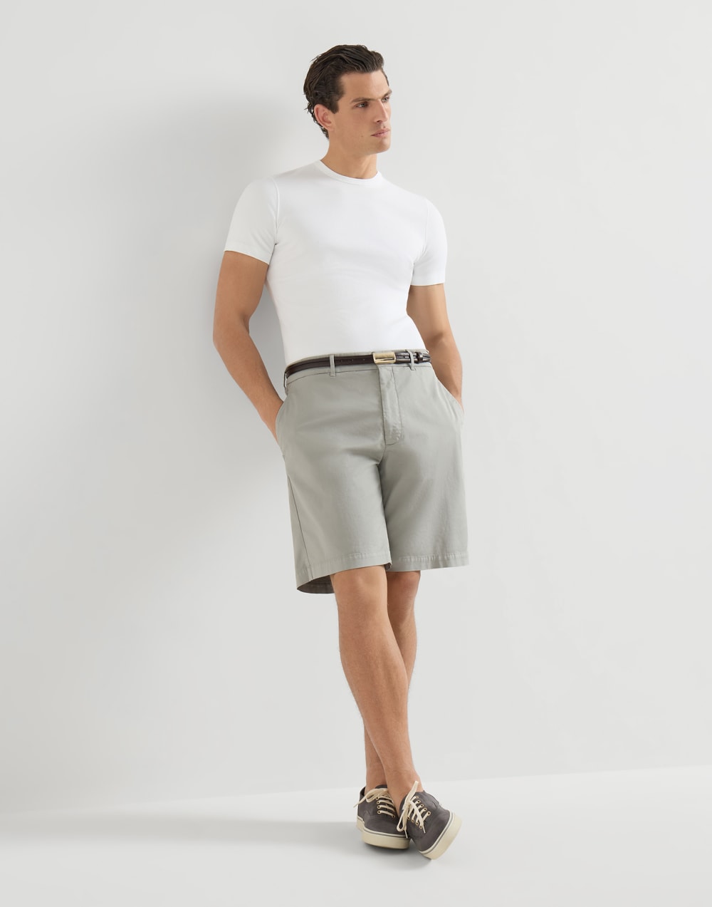 Garment-dyed Bermuda shorts Khaki Man - Brunello Cucinelli