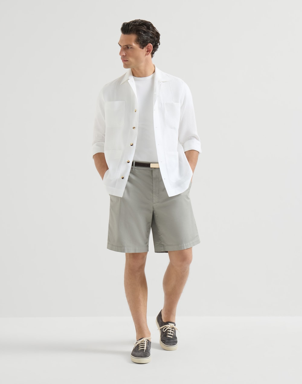 Garment-dyed Bermuda shorts Khaki Man - Brunello Cucinelli