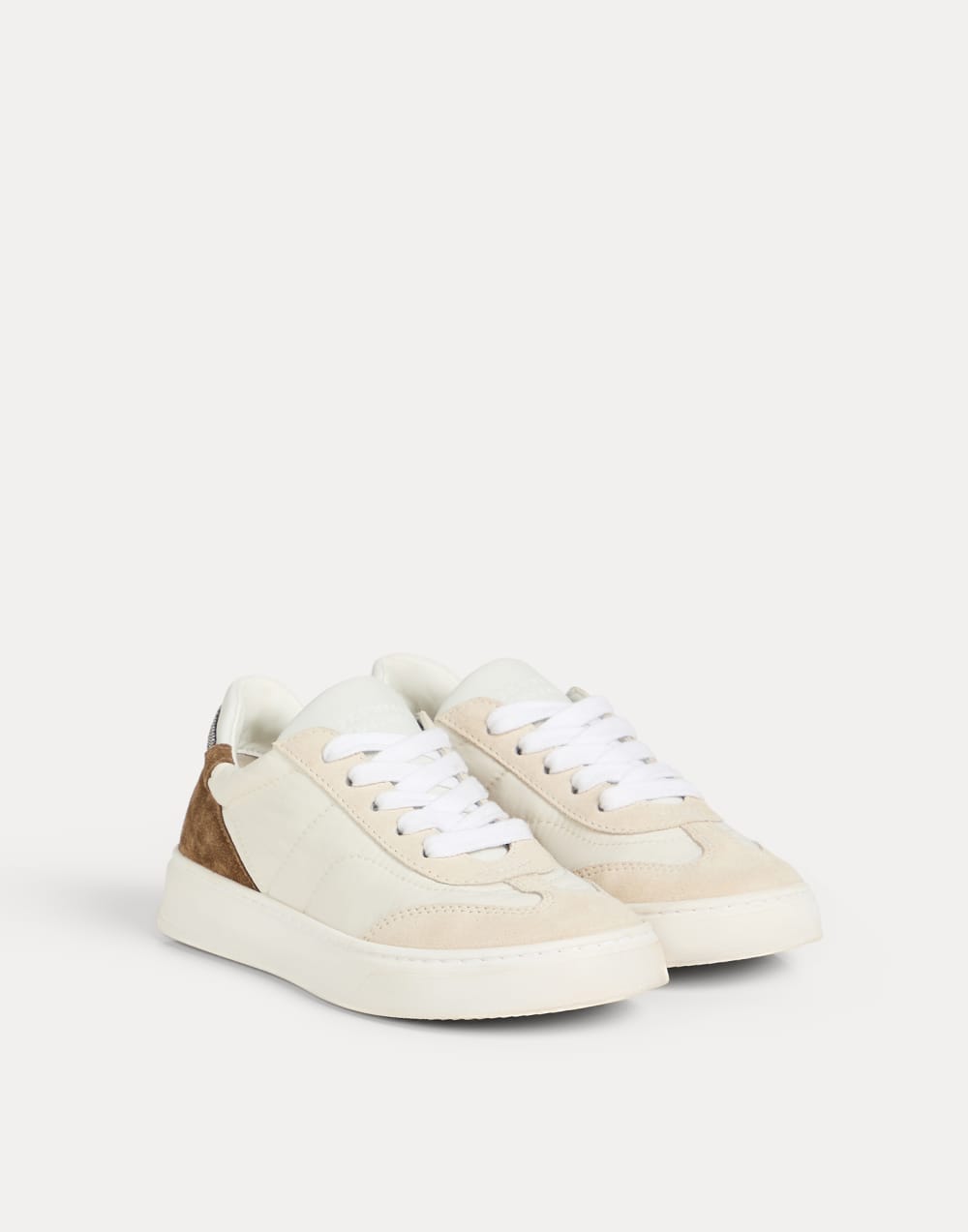 Nylon and suede sneakers with monili Ivory Girls - Brunello Cucinelli
