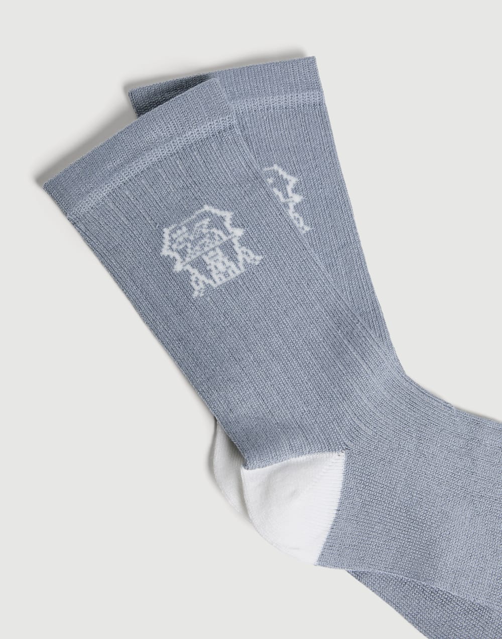 Rib knit socks with inlay Azure Boys - Brunello Cucinelli