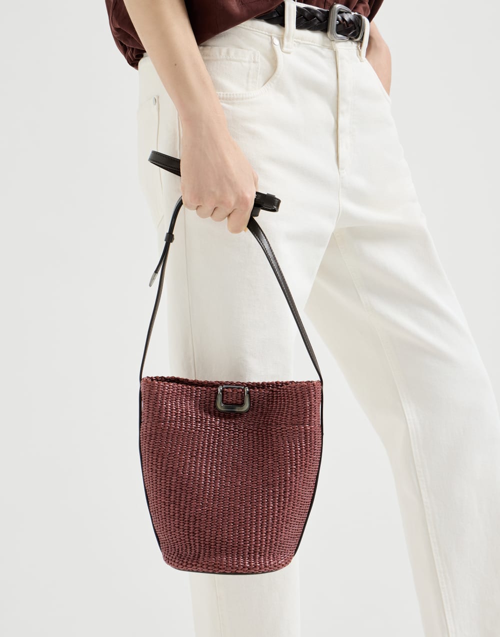 Sartorial small bucket bag Bordeaux Woman - Brunello Cucinelli