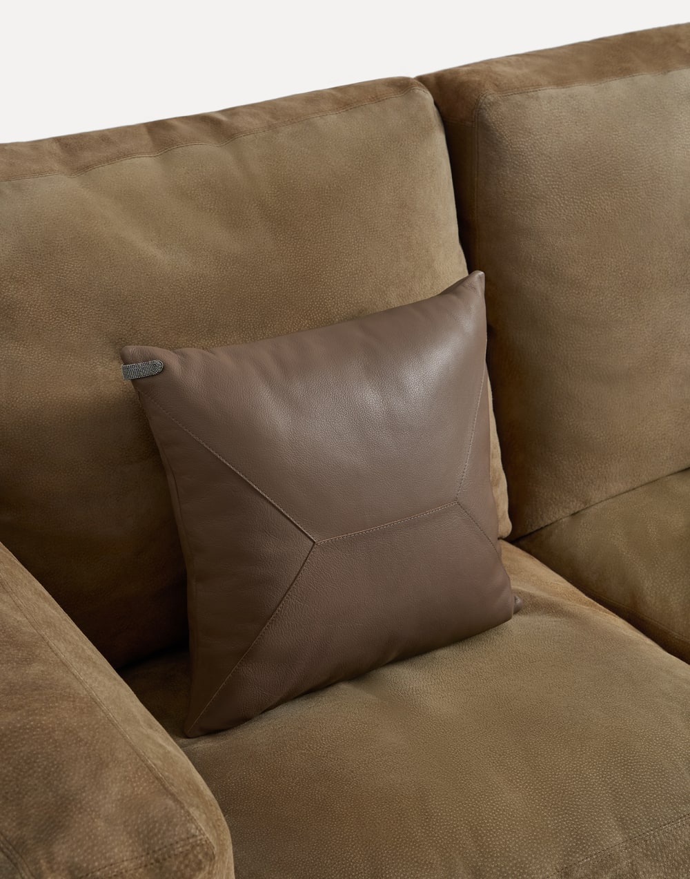 Cushion with monili Light Brown Lifestyle - Brunello Cucinelli