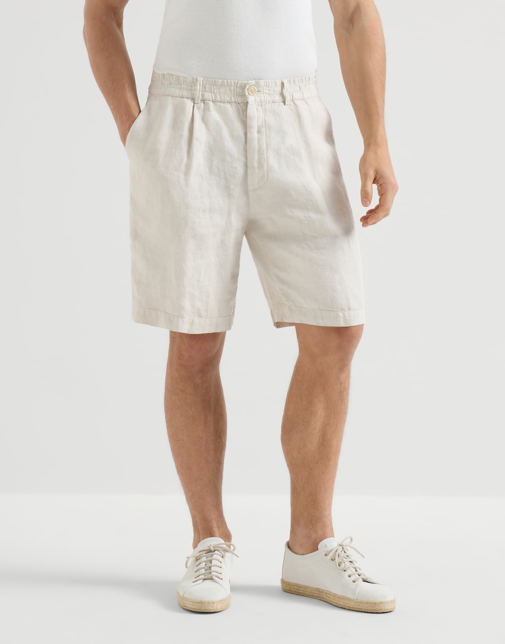 Linen Bermuda shorts Panama Man - Brunello Cucinelli