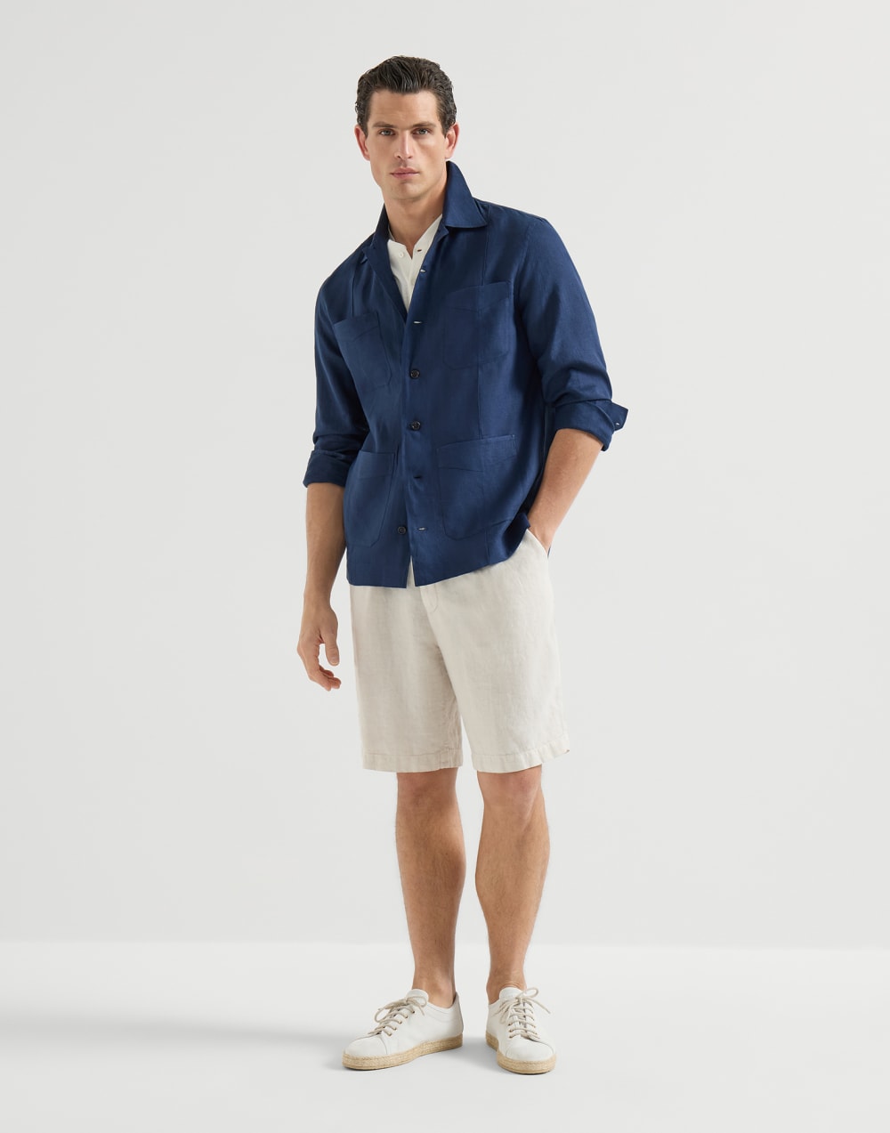 Linen Bermuda shorts Panama Man - Brunello Cucinelli
