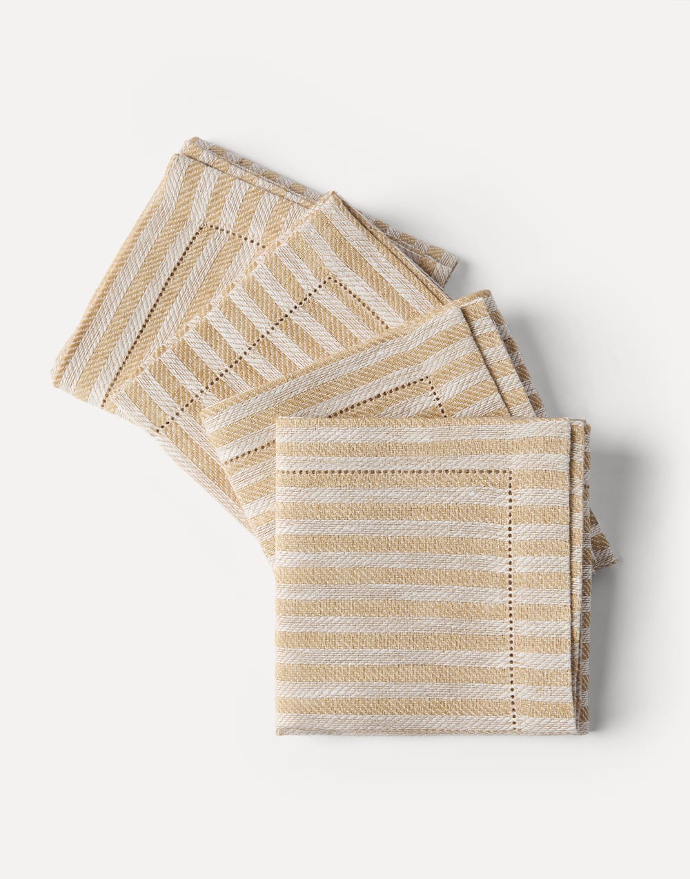 Chalk stripe linen 4-pc large napkins set Panama Lifestyle - Brunello Cucinelli