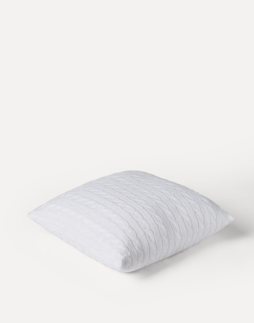 Dazzling cables knit cushion White Lifestyle - Brunello Cucinelli