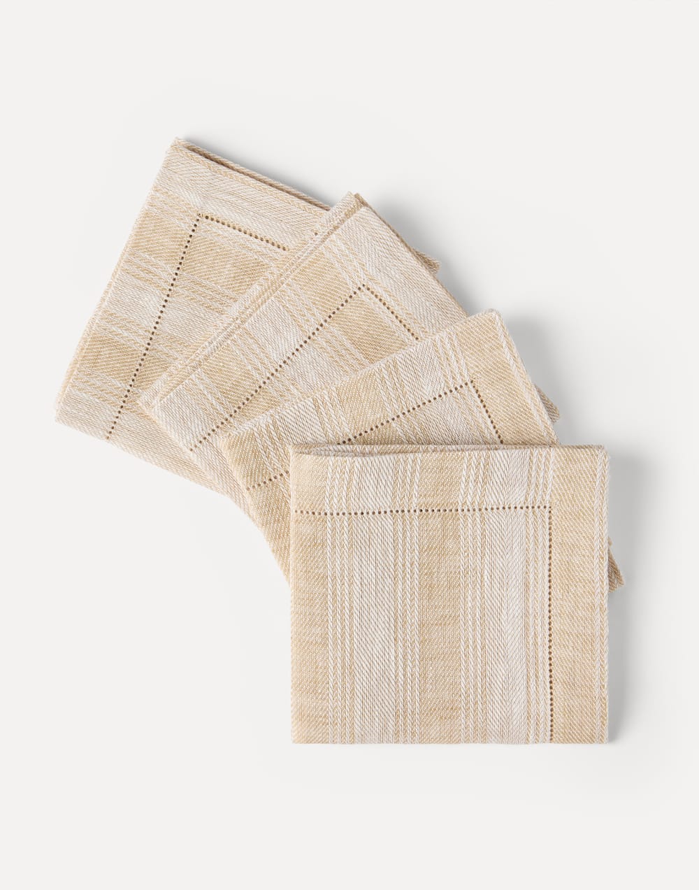 Chalk stripe linen 4-pc napkins set Camel Lifestyle - Brunello Cucinelli