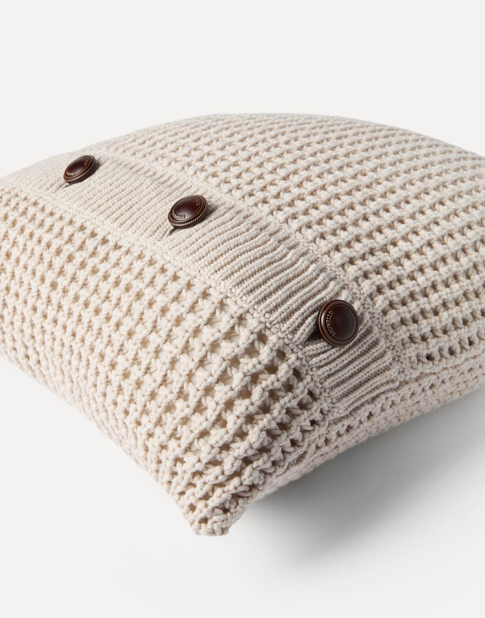 Net knit cushion Oat Lifestyle - Brunello Cucinelli