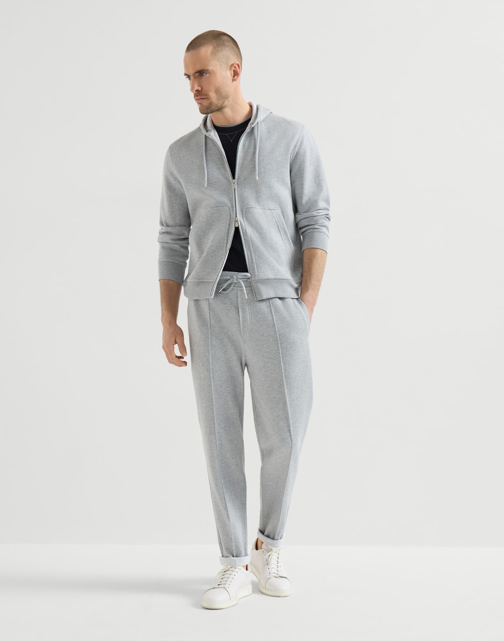 Футболка с эффектом наложения слоев Чёрный Мужчина - Brunello Cucinelli