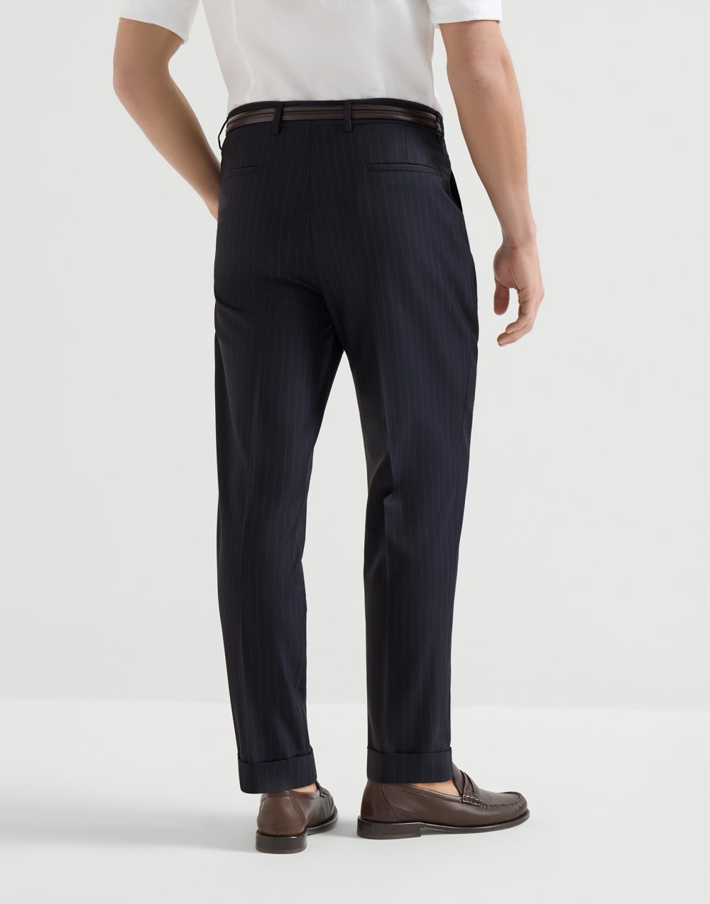 タック入り レジャーフィット トラウザーズ ネイビーブルー メンズ - Brunello Cucinelli