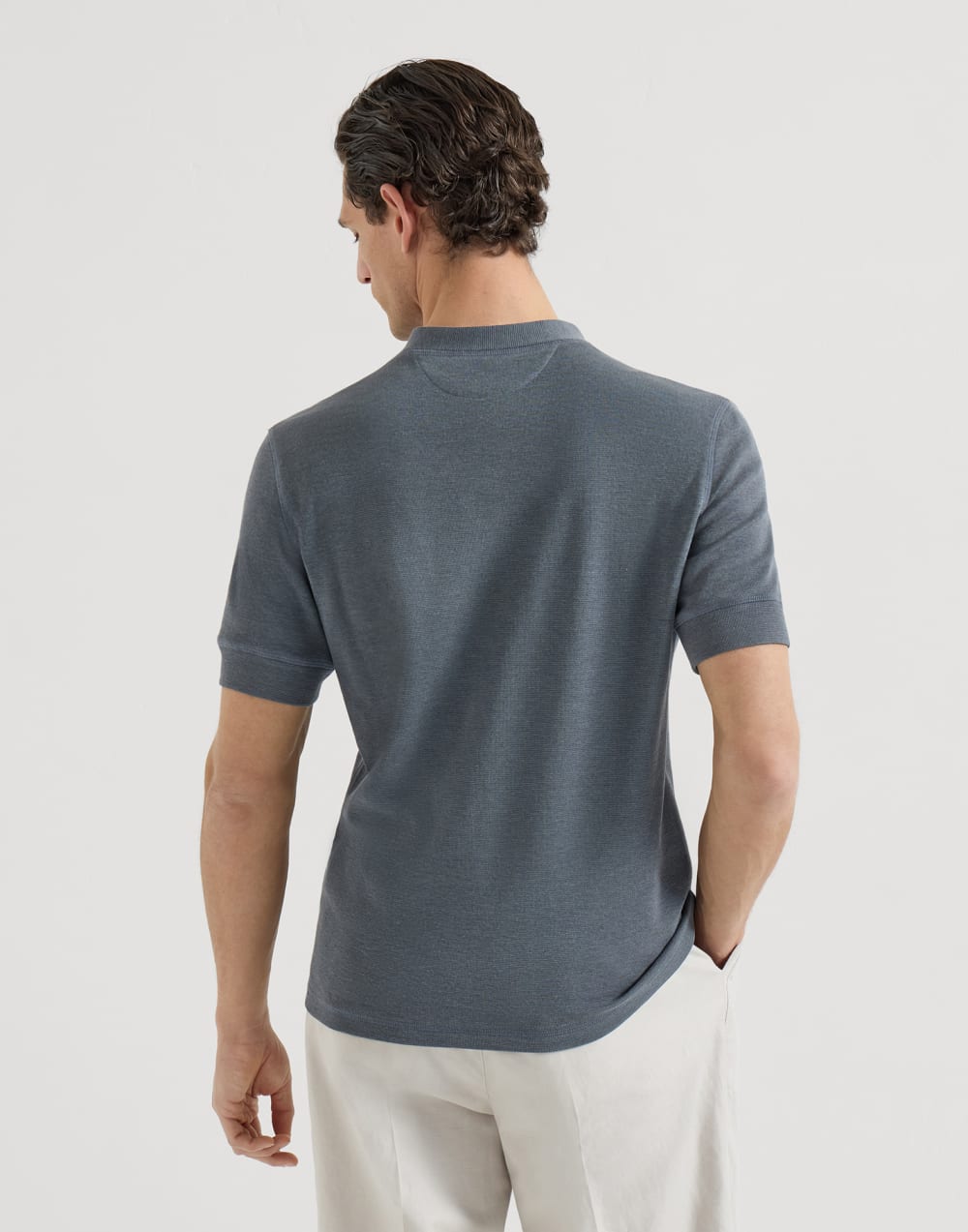 Camiseta en punto de algodón Gris Hombre - Brunello Cucinelli
