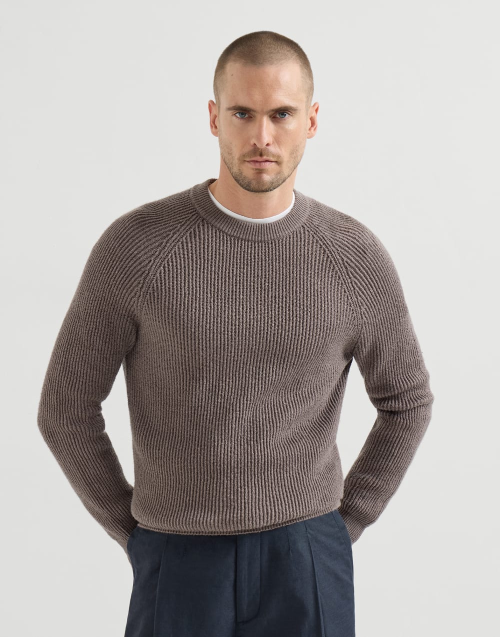 イングリッシュリブ セーター ヘーゼルナッツ メンズ - Brunello Cucinelli