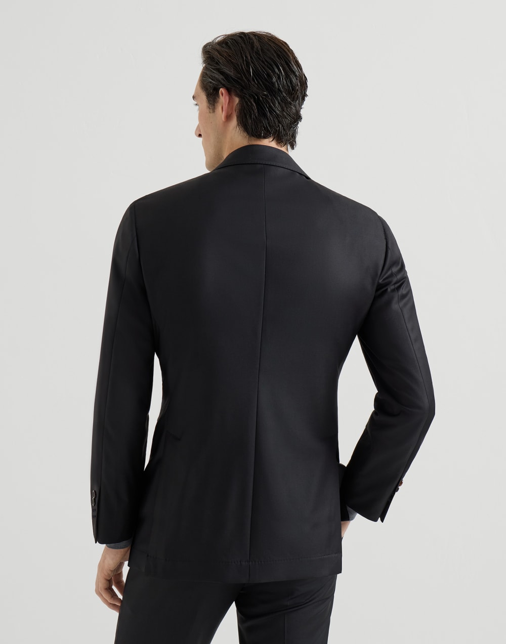 Super 150s virgin wool four season batavia twill blazer Black Man - Brunello Cucinelli