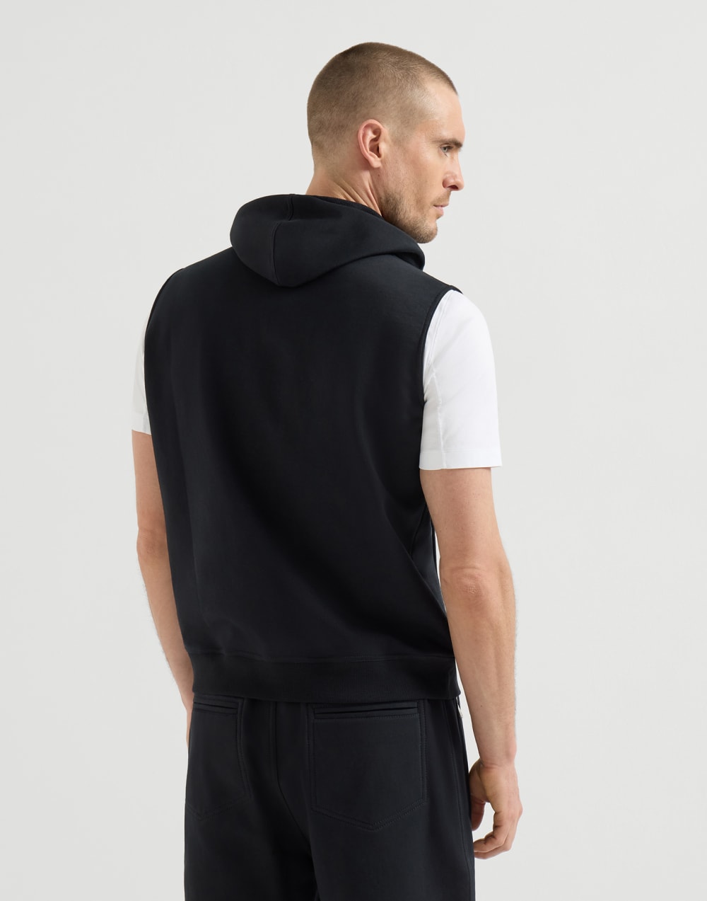 ノースリーブ スウェットパーカー ブラック メンズ - Brunello Cucinelli