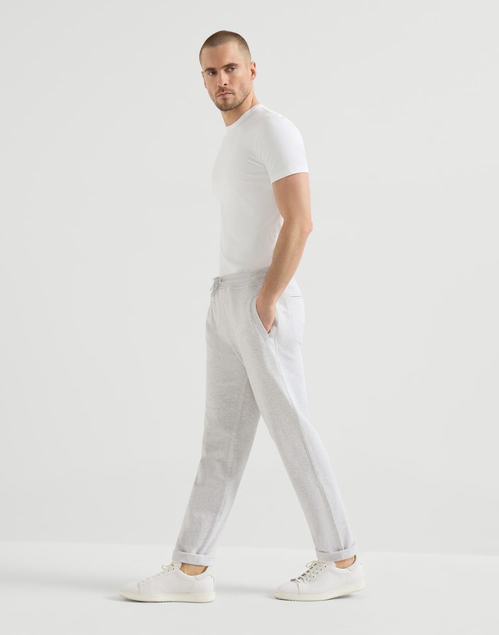 French terry trousers Pearl Grey Man - Brunello Cucinelli