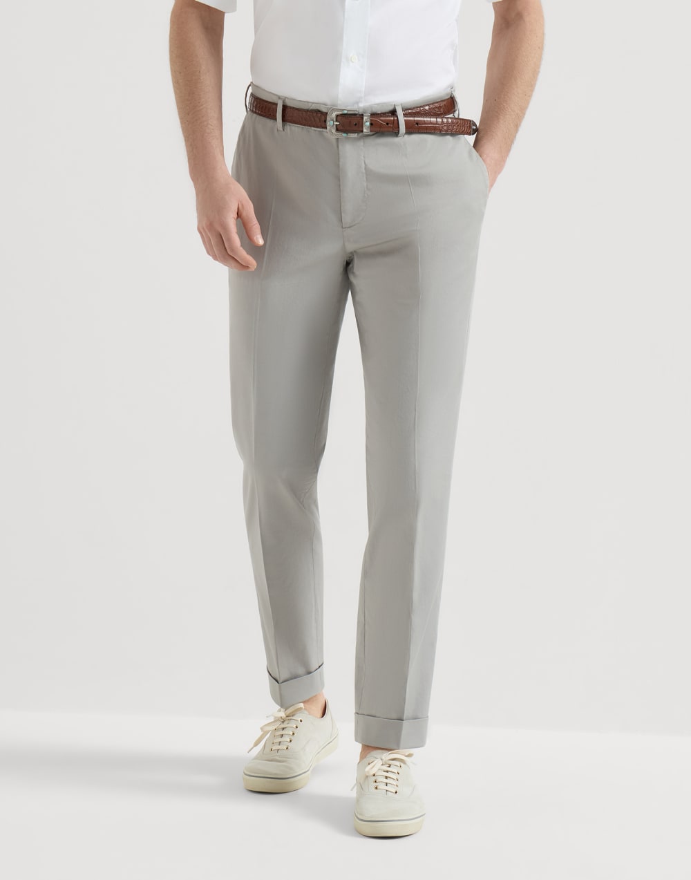 Comfort gabardine trousers Khaki Man - Brunello Cucinelli