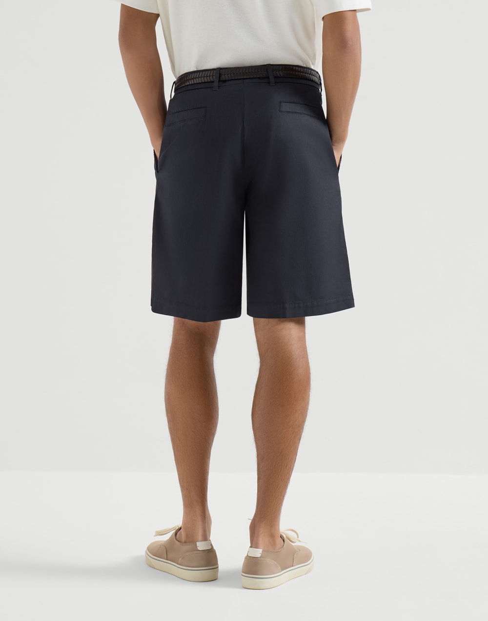 ガーメントダイ バミューダパンツ ネイビーブルー メンズ - Brunello Cucinelli