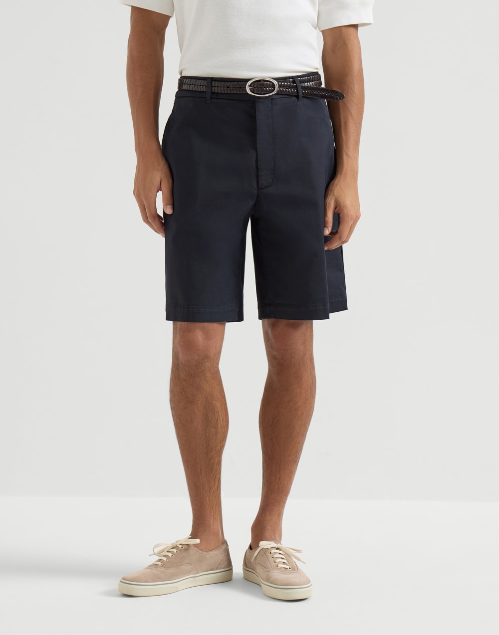 ガーメントダイ バミューダパンツ ネイビーブルー メンズ - Brunello Cucinelli