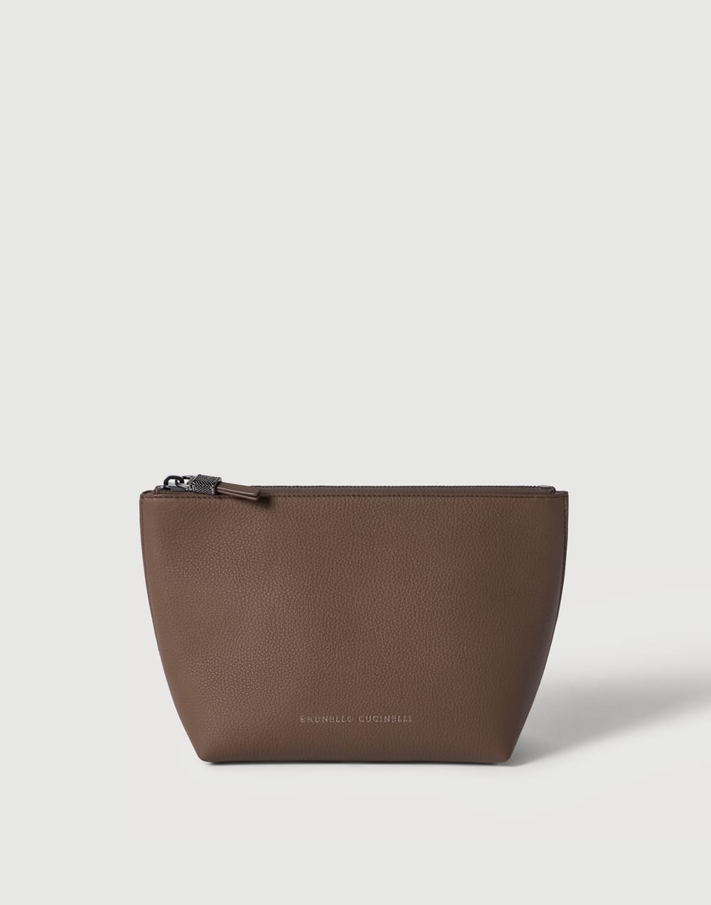 Calfskin clutch bag with monili Chocolate Woman - Brunello Cucinelli