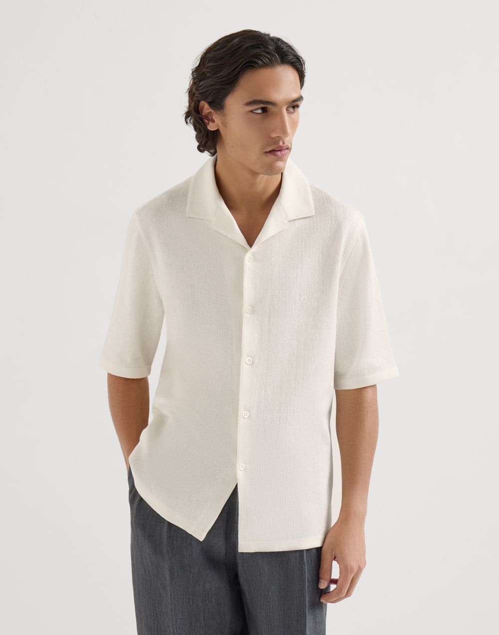 ショートスリーブシャツ オフホワイト メンズ - Brunello Cucinelli