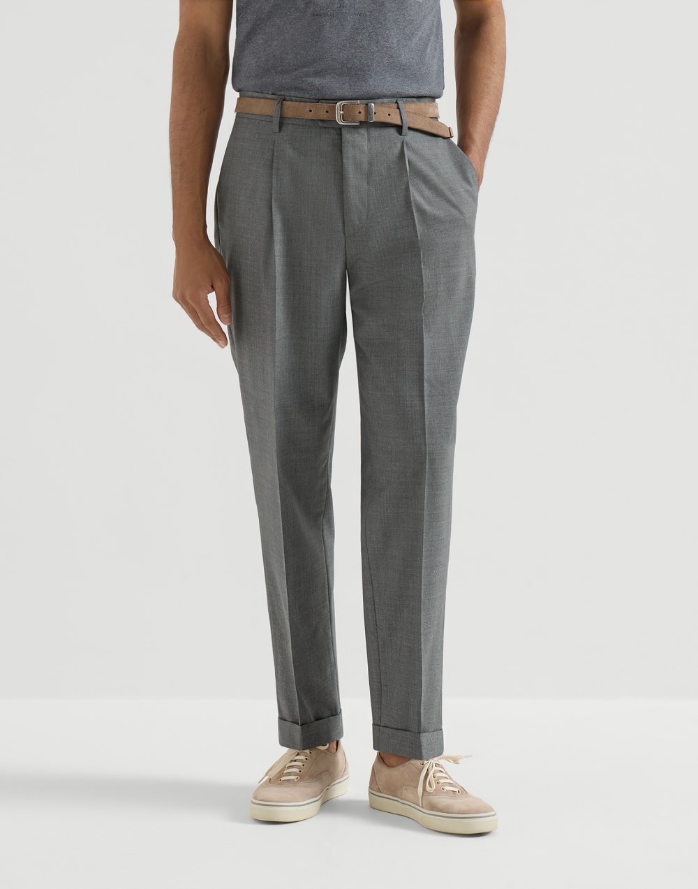 バージンウールクロス トラウザーズ アントラサイト メンズ - Brunello Cucinelli