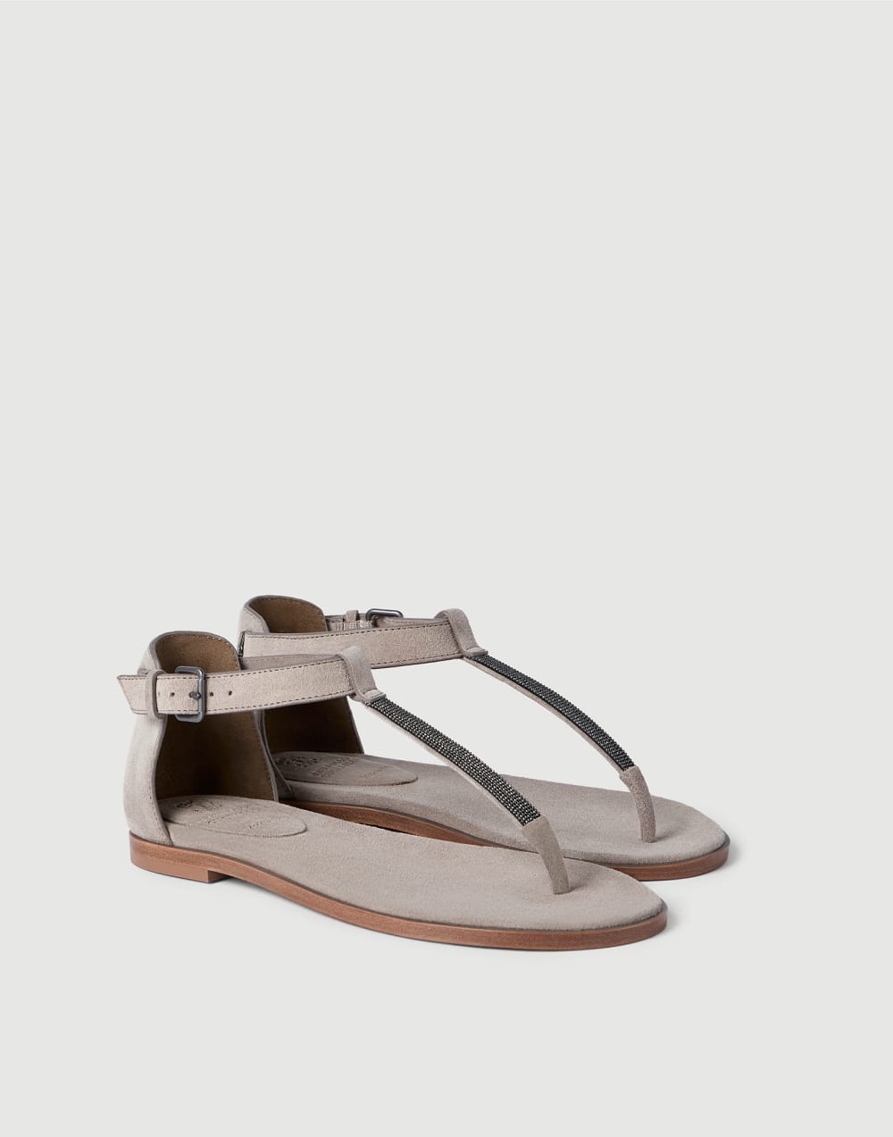 Sandals with monili Light Grey Woman - Brunello Cucinelli