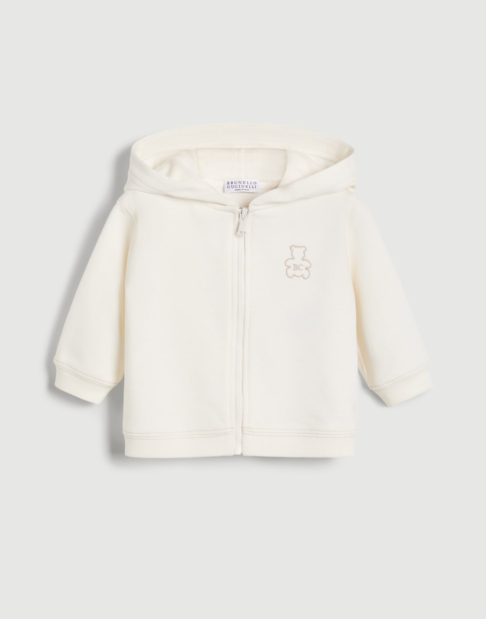 Baby Bernie hoodie with zipper Panama Baby - Brunello Cucinelli