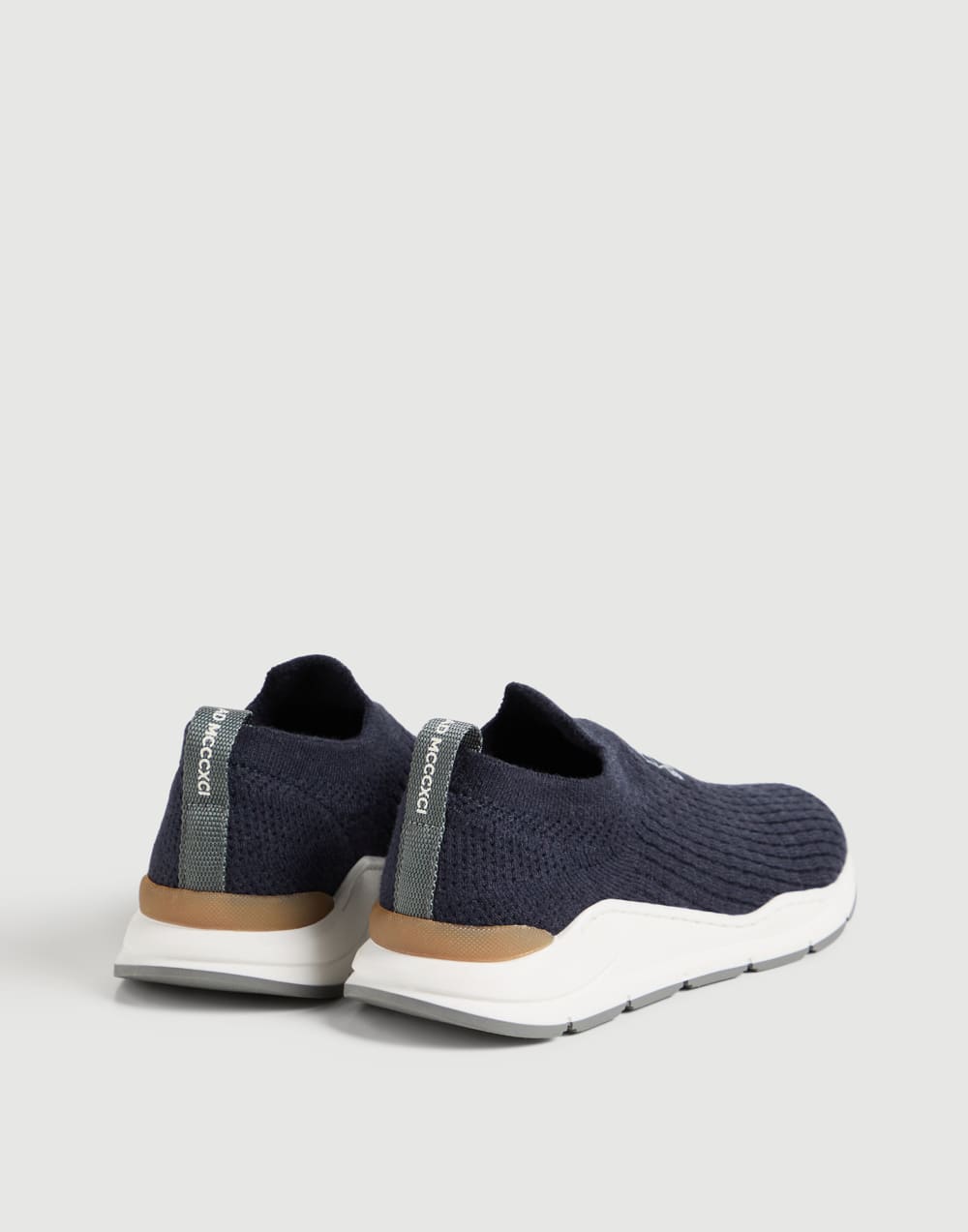 Knit slip-on runners with logo Blue Boys - Brunello Cucinelli