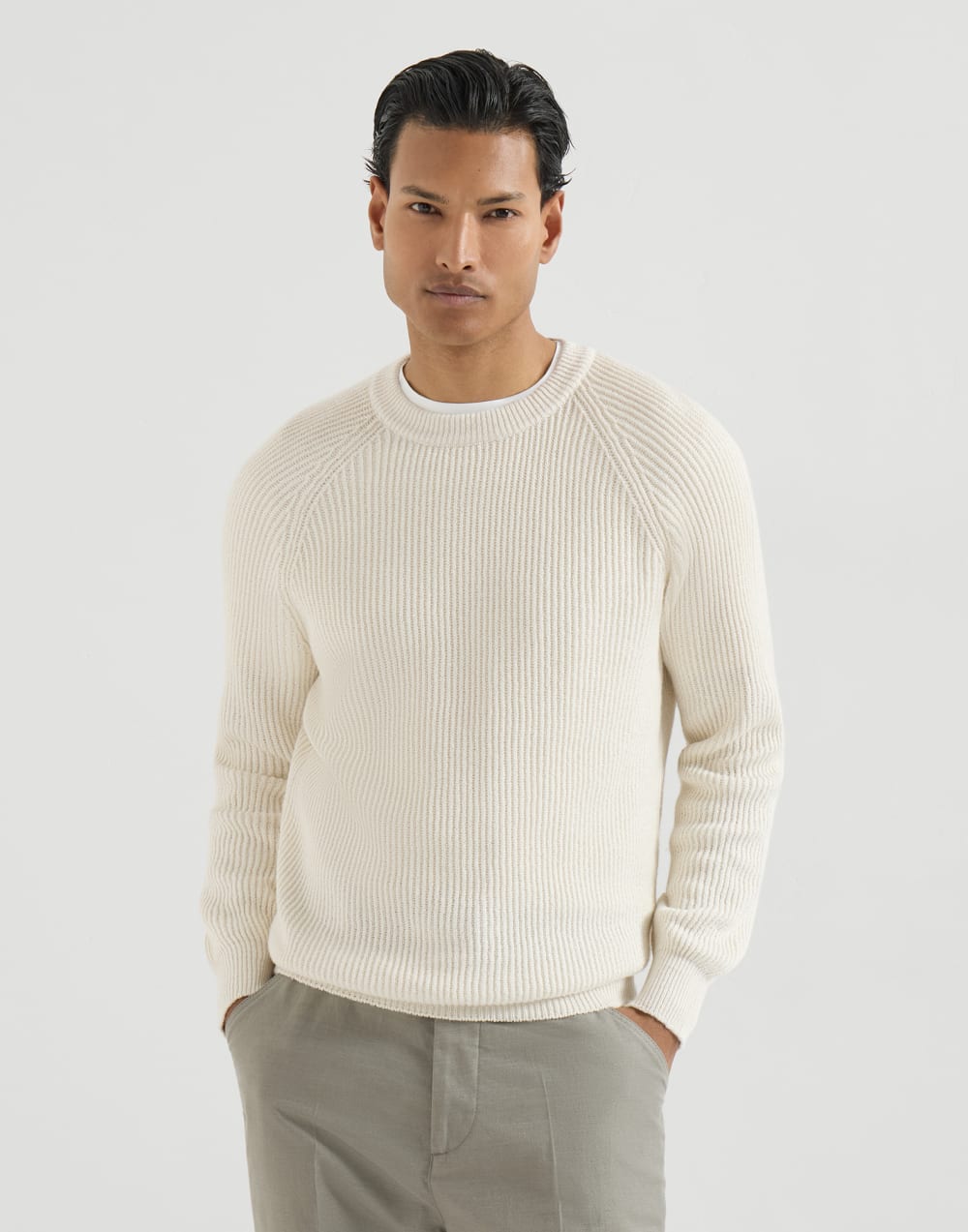 Jersey de punto canalé inglés Panamá Hombre - Brunello Cucinelli