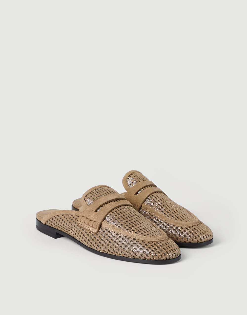 Zuecos de piel Sparkling Net Marrón Mujer - Brunello Cucinelli