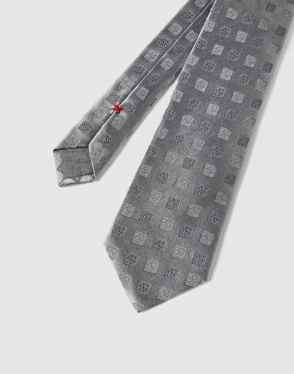 Silk tie with squares pattern Grey Man - Brunello Cucinelli