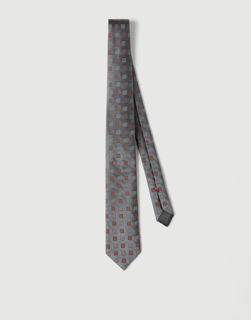 Silk tie with squares pattern Grey Man - Brunello Cucinelli