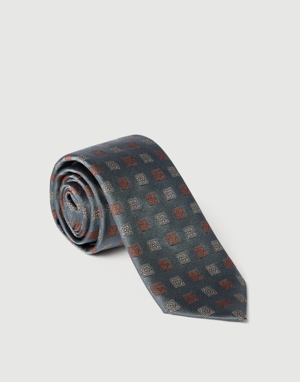 Silk tie with squares pattern Grey Man - Brunello Cucinelli