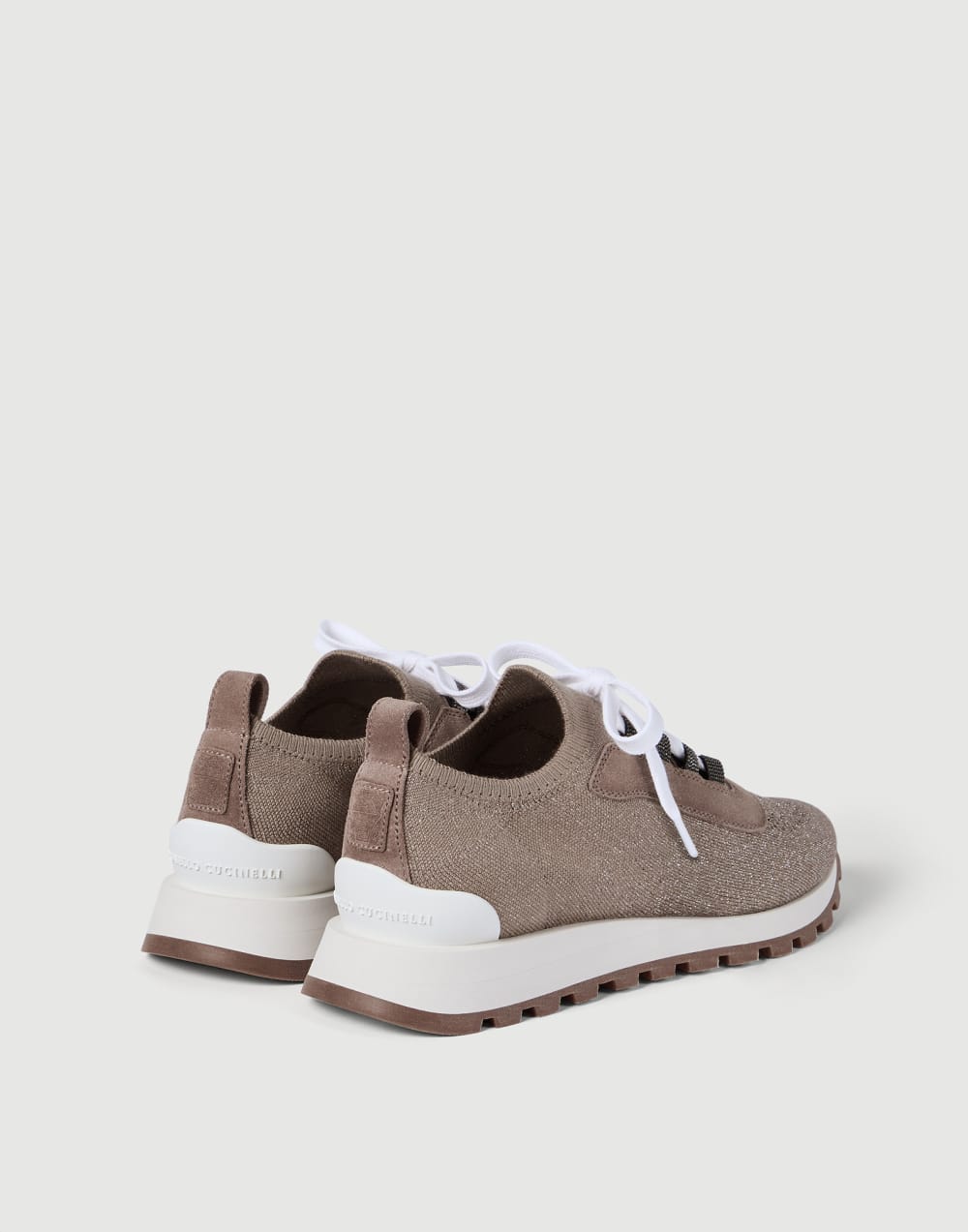 Suede sneakers with monili Brown Woman - Brunello Cucinelli