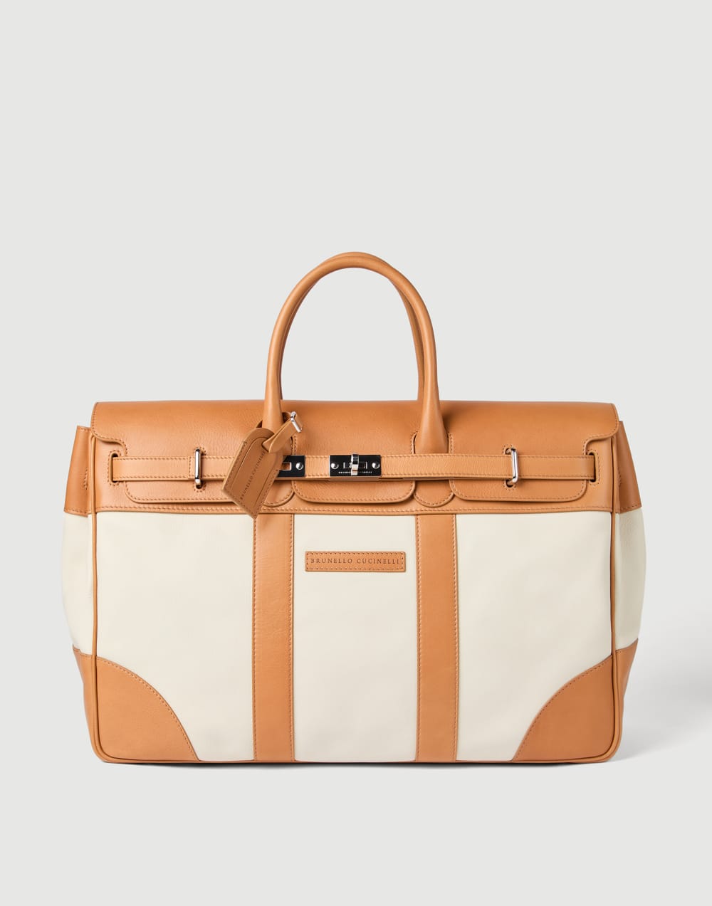 Calfskin and cowhide bag Ivory Man - Brunello Cucinelli