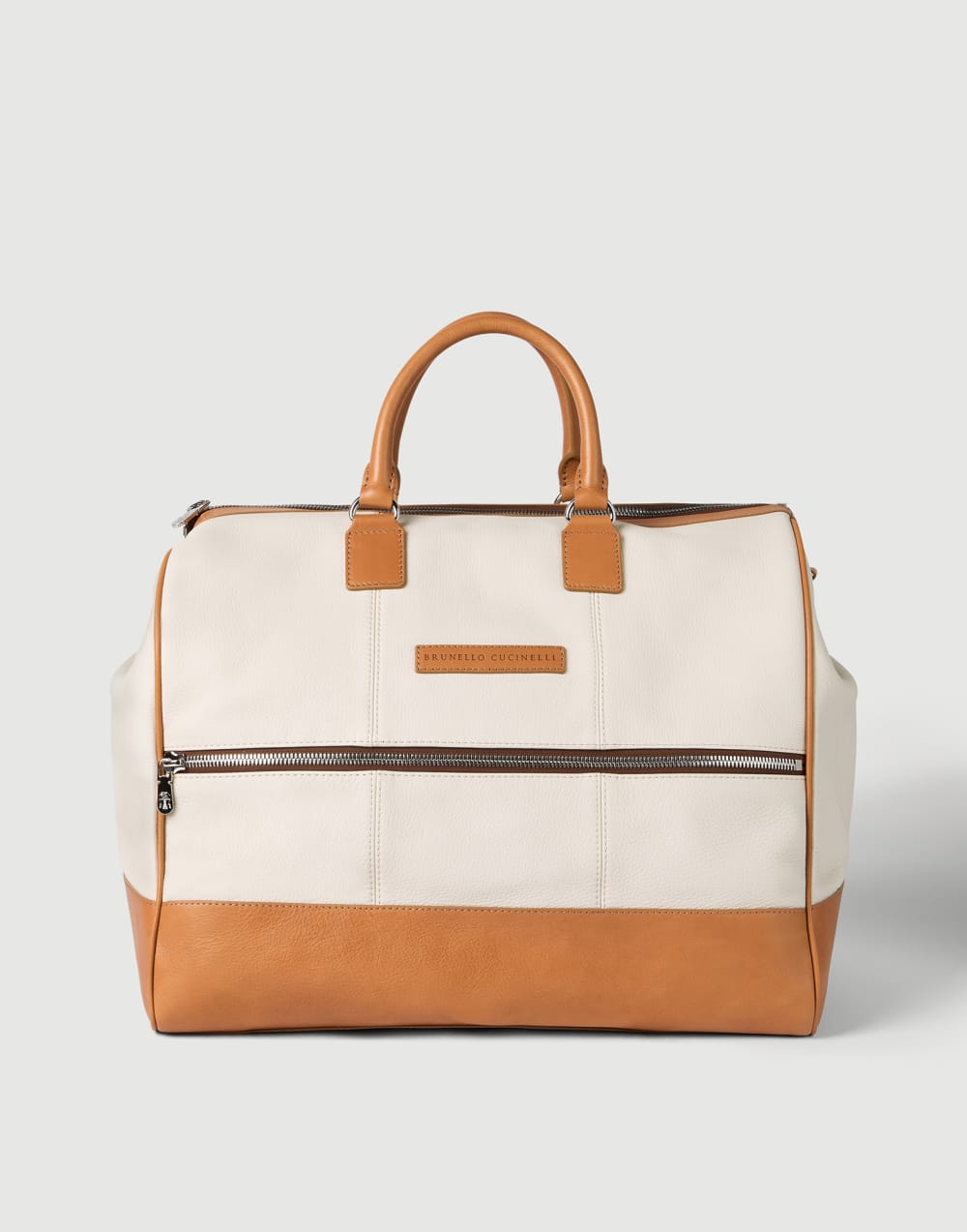 Calfskin and cowhide bag Ivory Man - Brunello Cucinelli