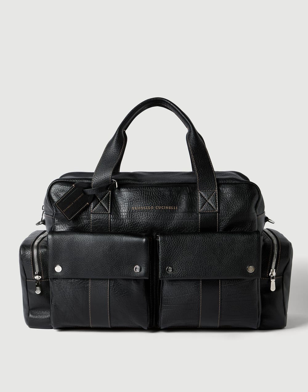 Bolso Leisure de piel de becerro con grano Negro Hombre - Brunello Cucinelli