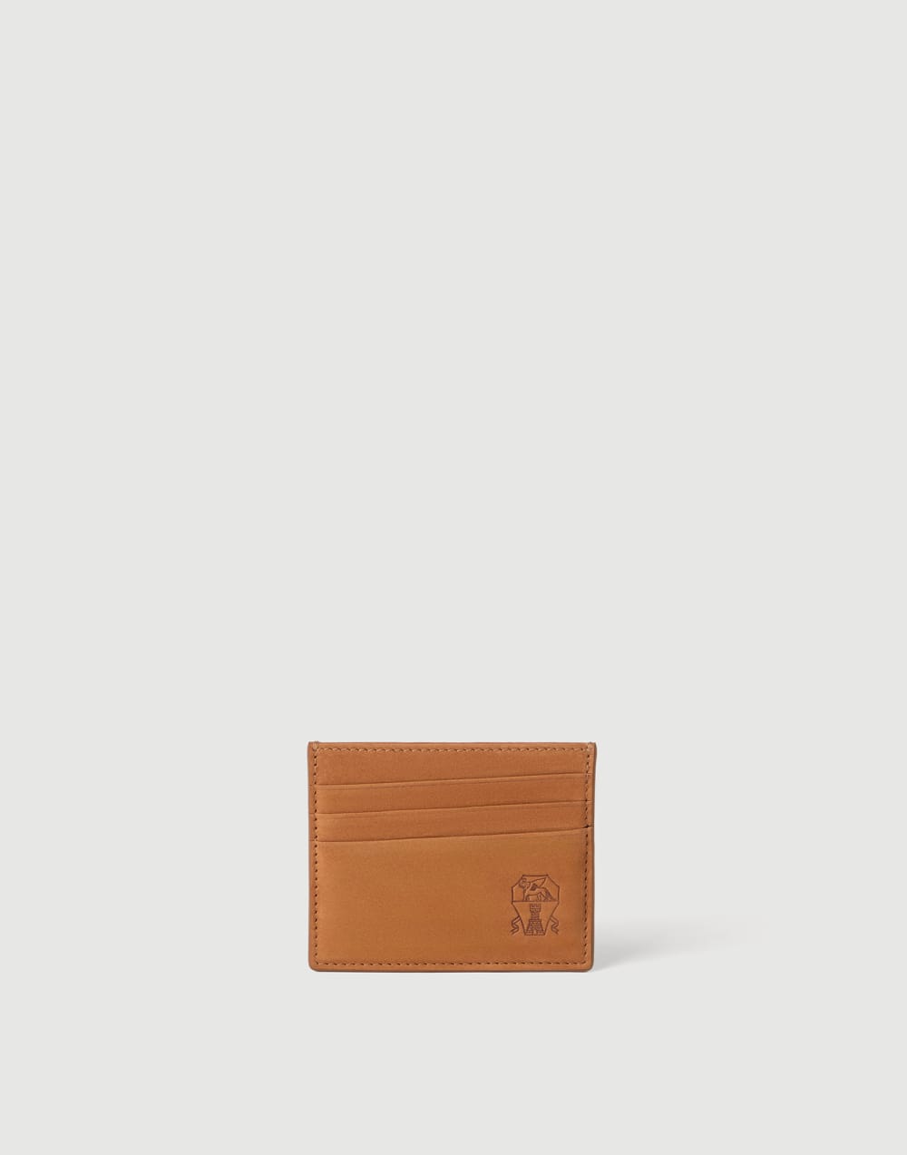 Nubuck card holder Cognac Man - Brunello Cucinelli