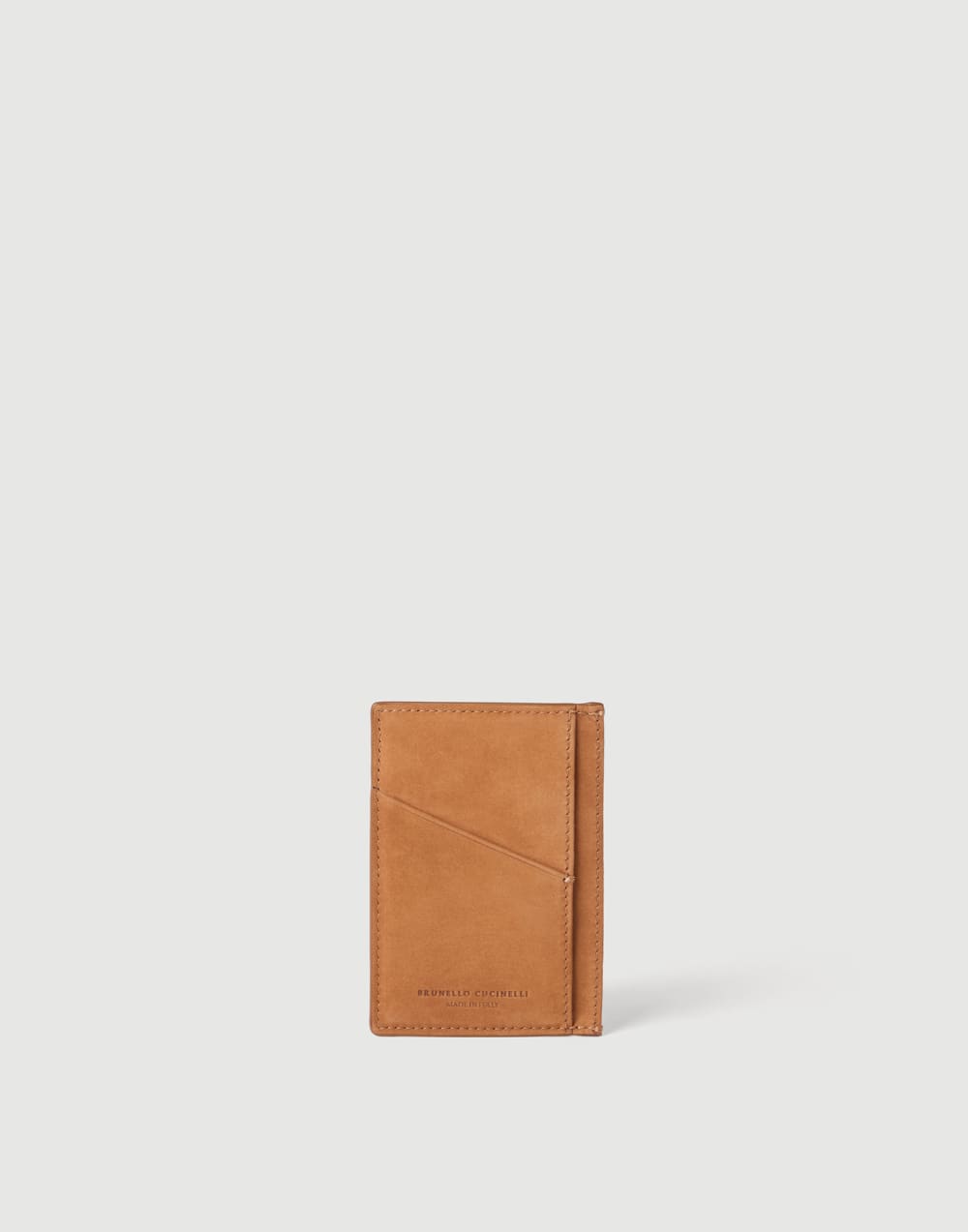 Nubuck card holder Cognac Man - Brunello Cucinelli