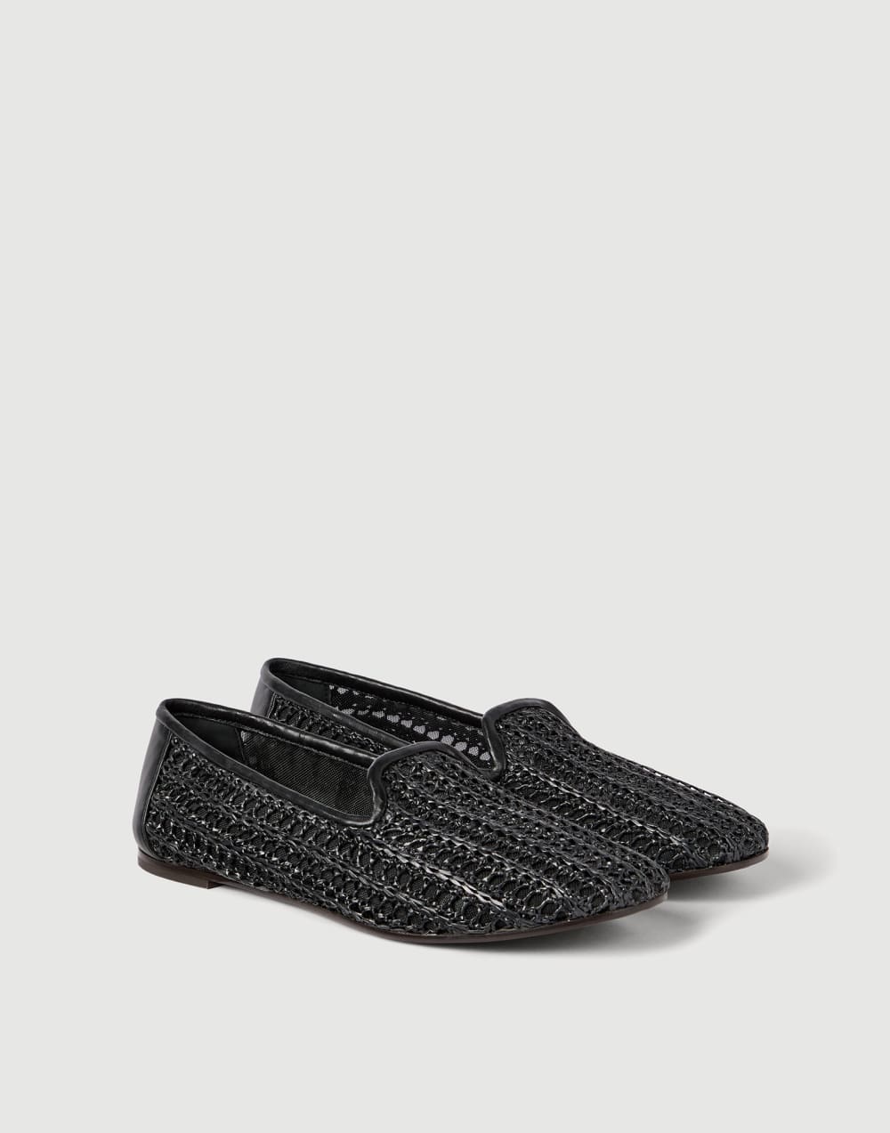 Techno raffia and calfskin flats Black Woman - Brunello Cucinelli