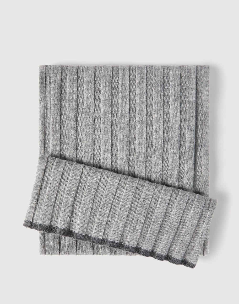 Cashmere rib knit scarf Light Grey Man - Brunello Cucinelli