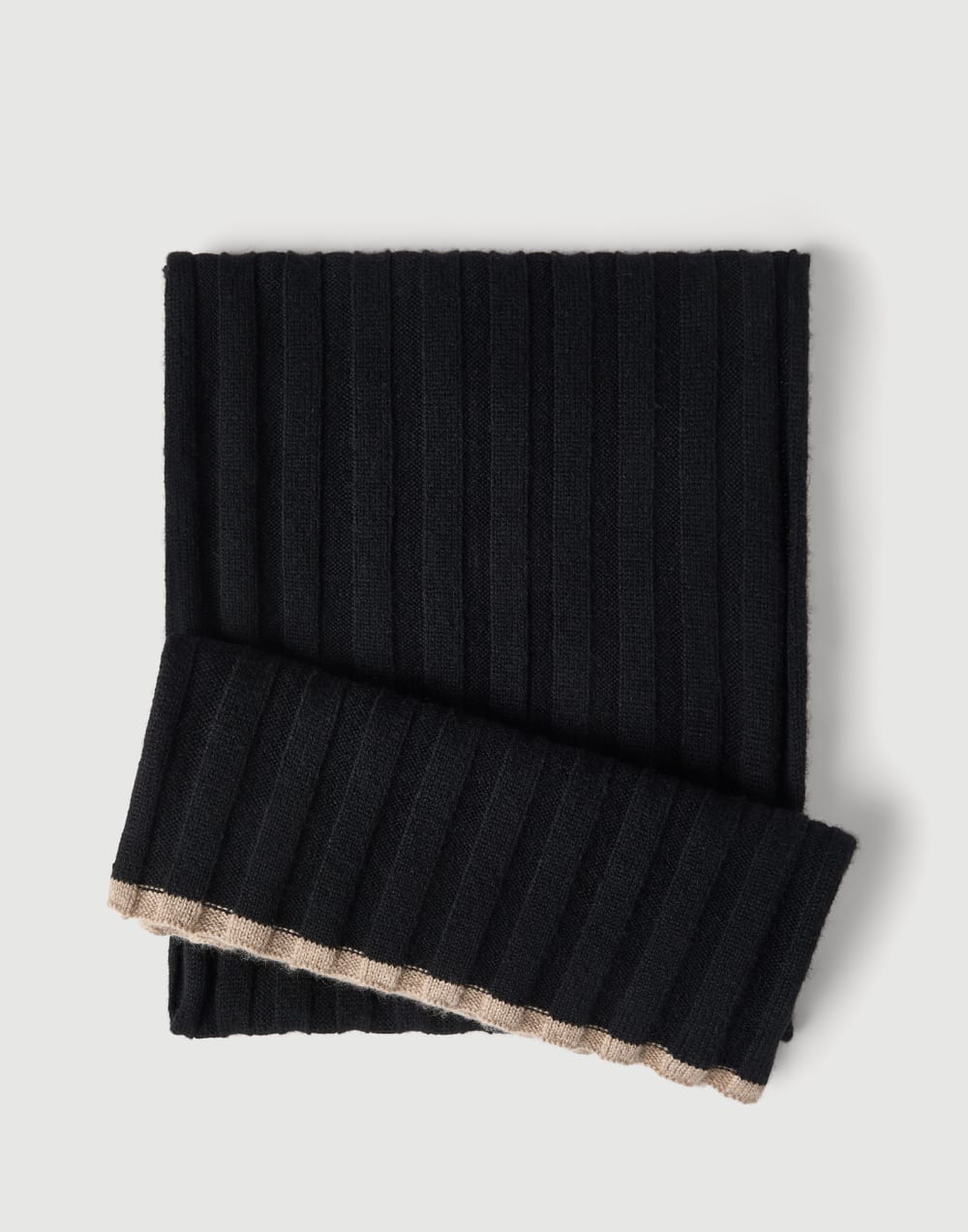 Cashmere rib knit scarf Black Man - Brunello Cucinelli
