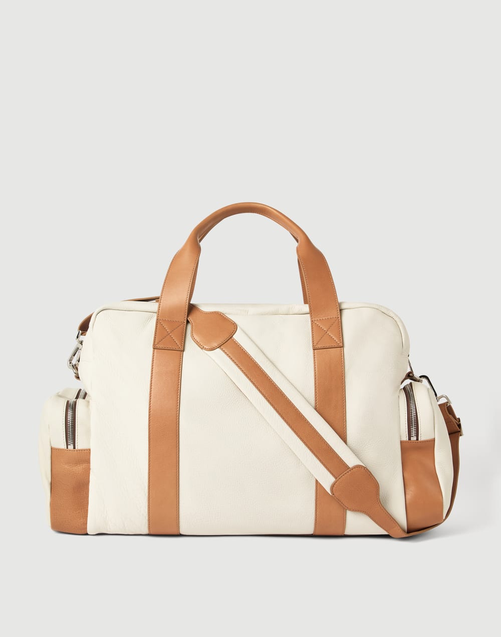 Calfskin and cowhide duffle bag Ivory Man - Brunello Cucinelli
