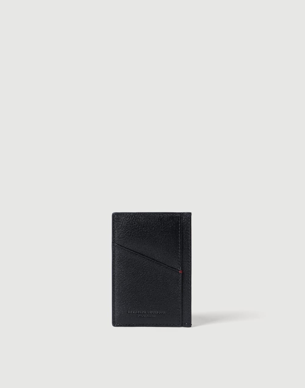 粒面皮卡片夹 黑色 男款 - Brunello Cucinelli