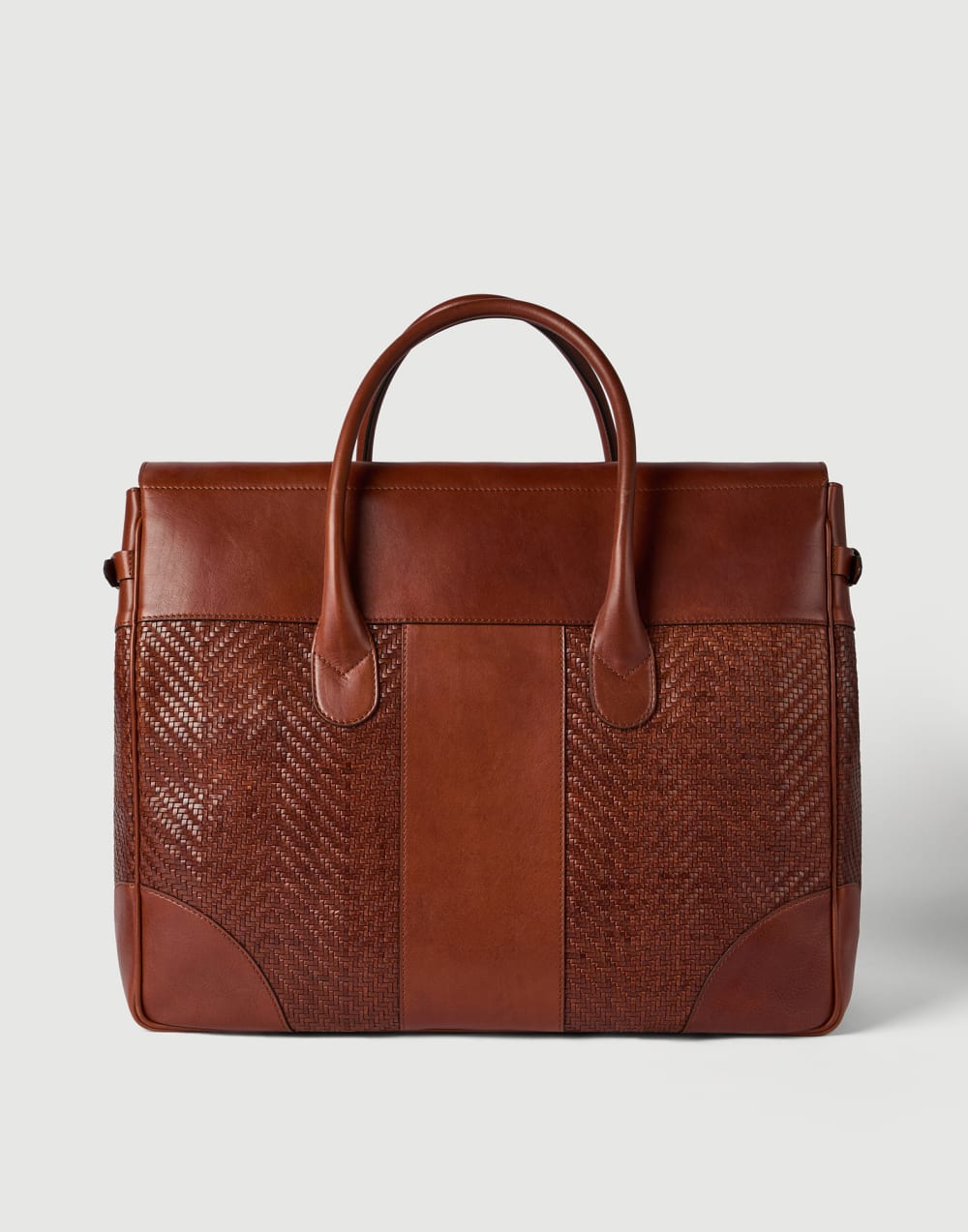 Leather and cowhide boston bag Cognac Man - Brunello Cucinelli