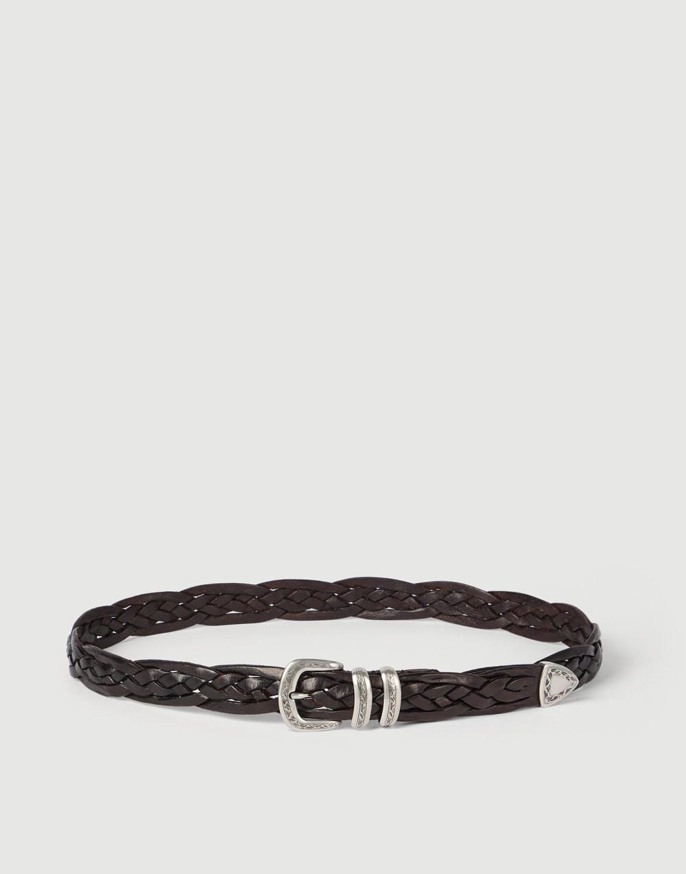 Braided calfskin belt Brown Man - Brunello Cucinelli