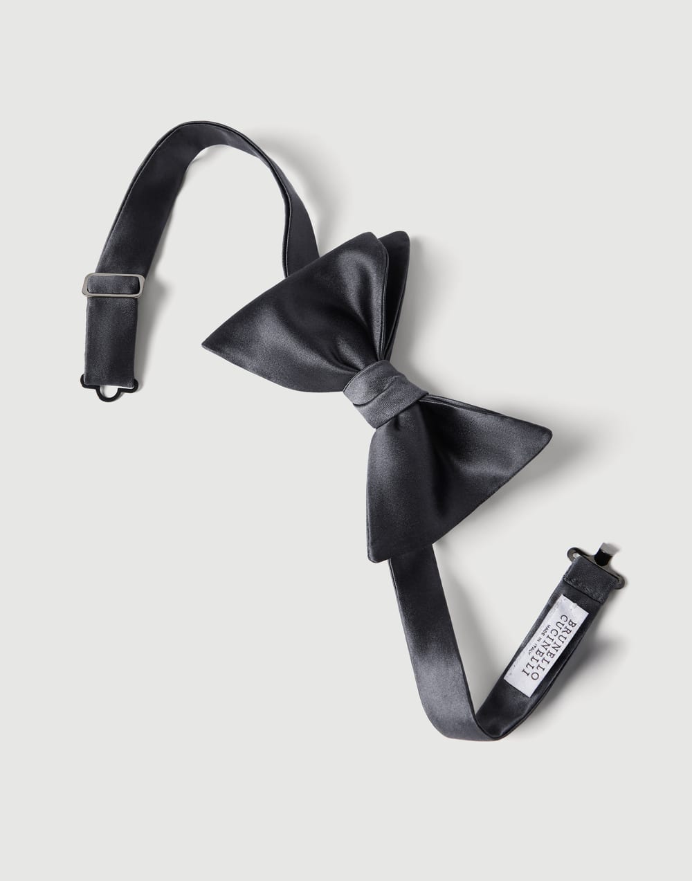 Cotton and silk satin bow tie Anthracite Man - Brunello Cucinelli