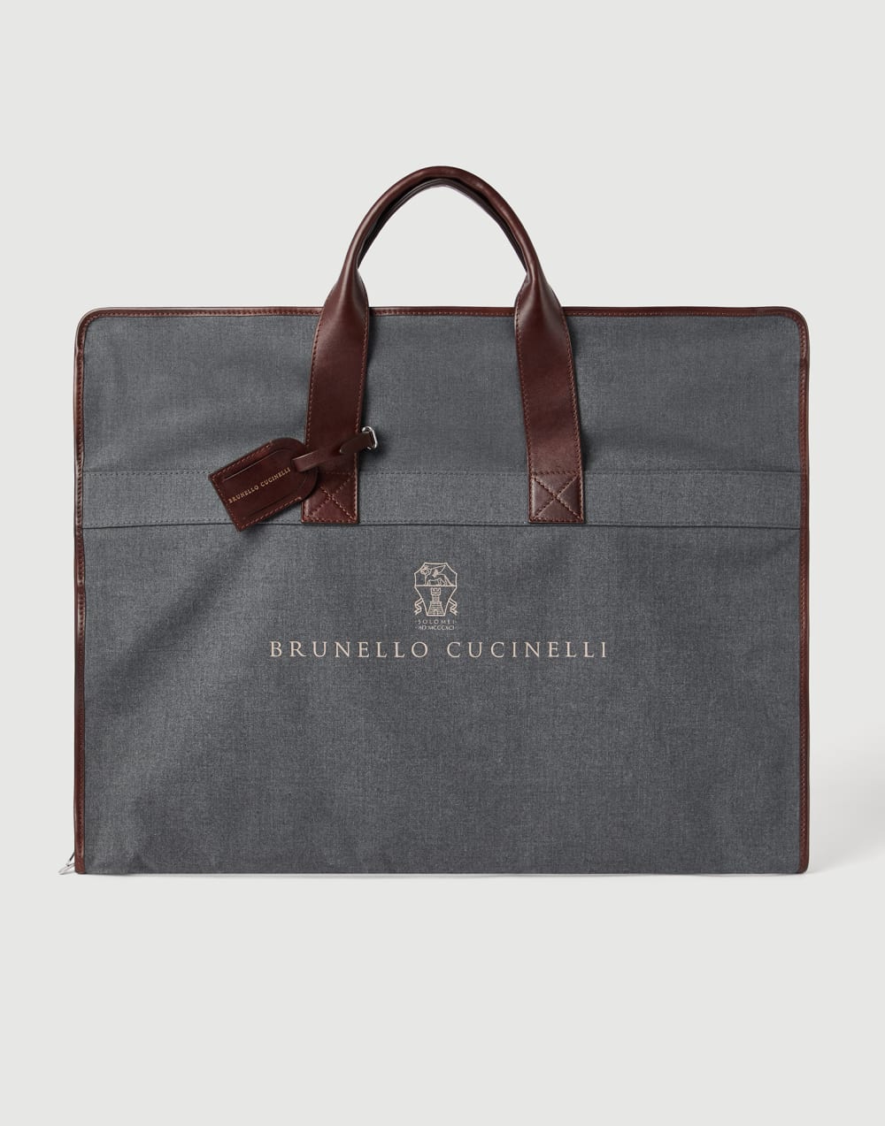 Portatrajes en piel de becerro Antracita Hombre - Brunello Cucinelli