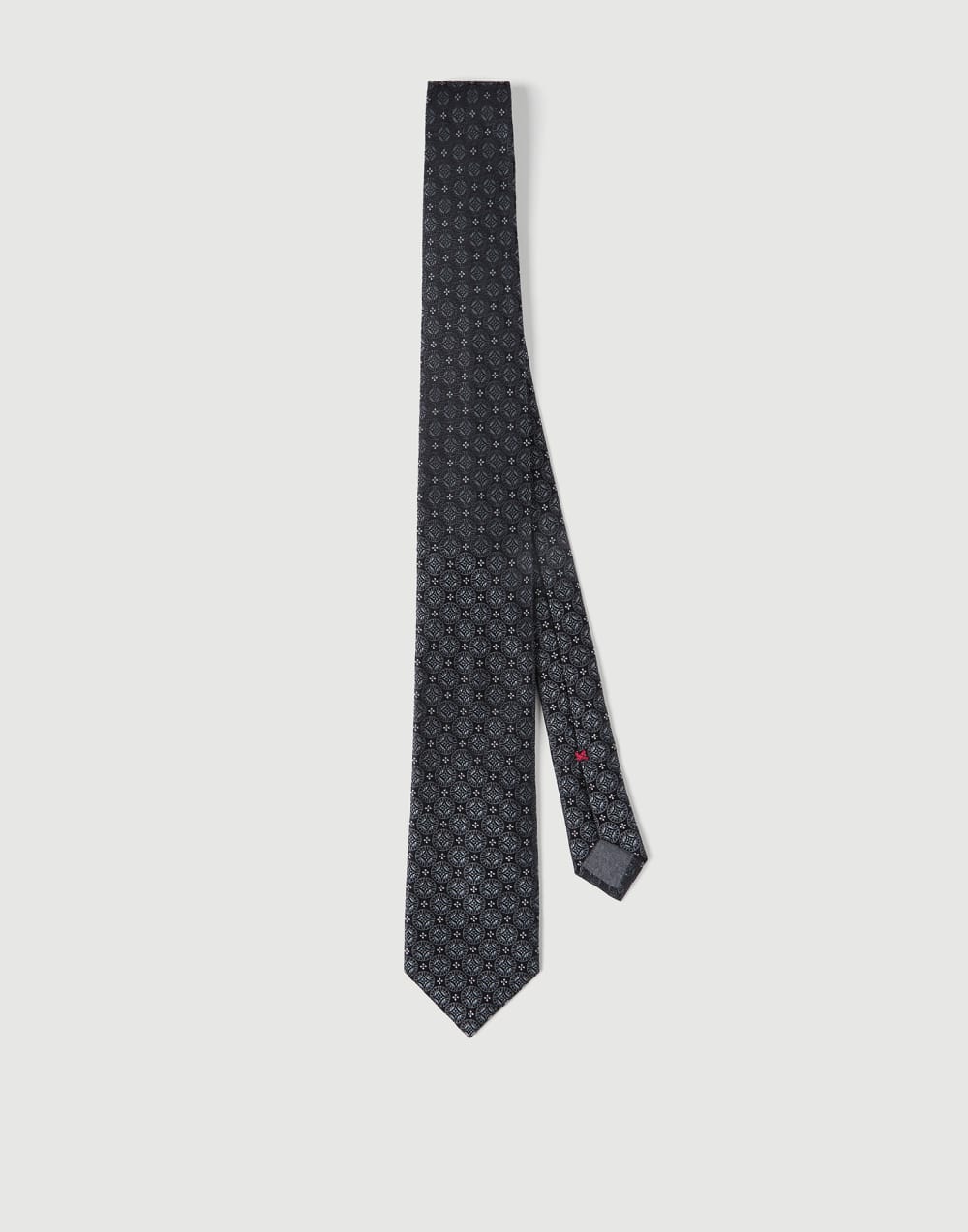 Silk tie with pattern Anthracite Man - Brunello Cucinelli