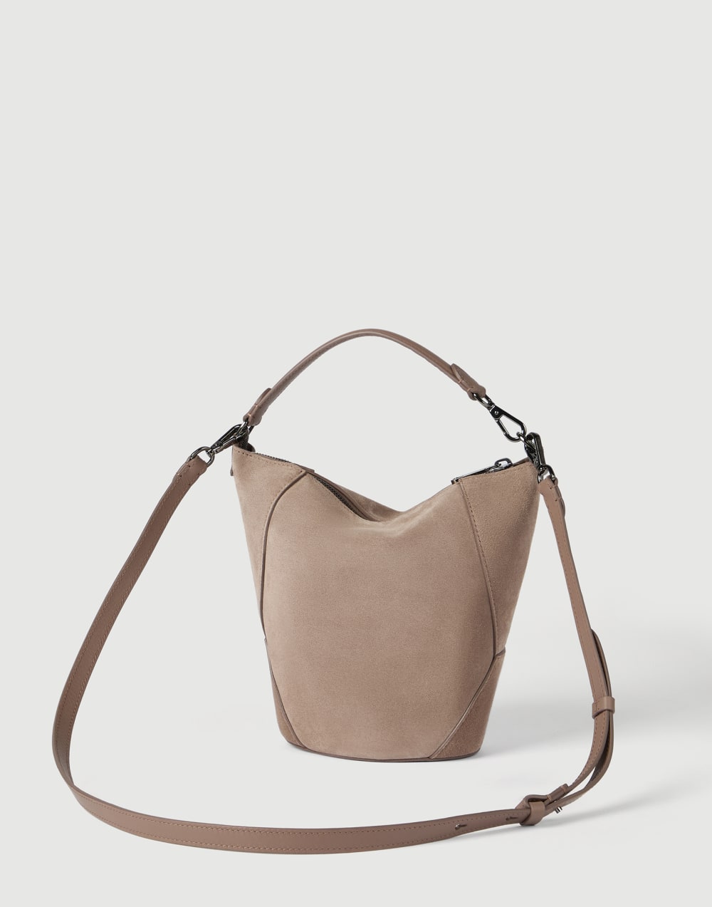 BC Duo bucket bag in suede Light Brown Woman - Brunello Cucinelli